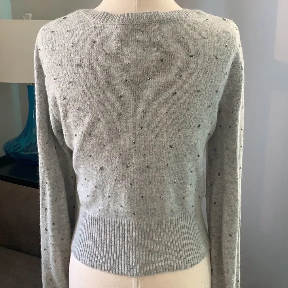 American Eagle Beautiful Beaded Angora Hair Cardigan sz med